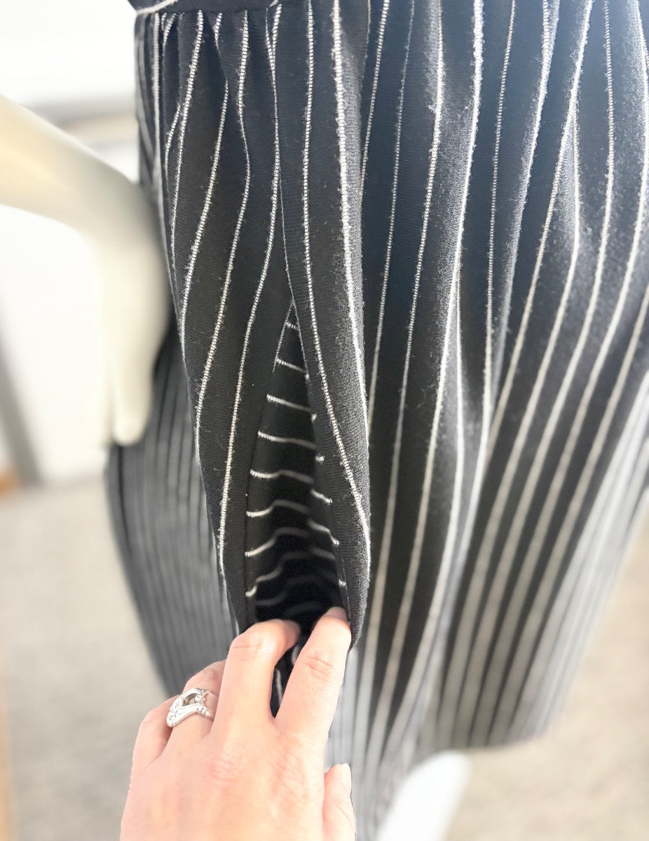 XL - Hello Miz Black Striped Babydoll Dress