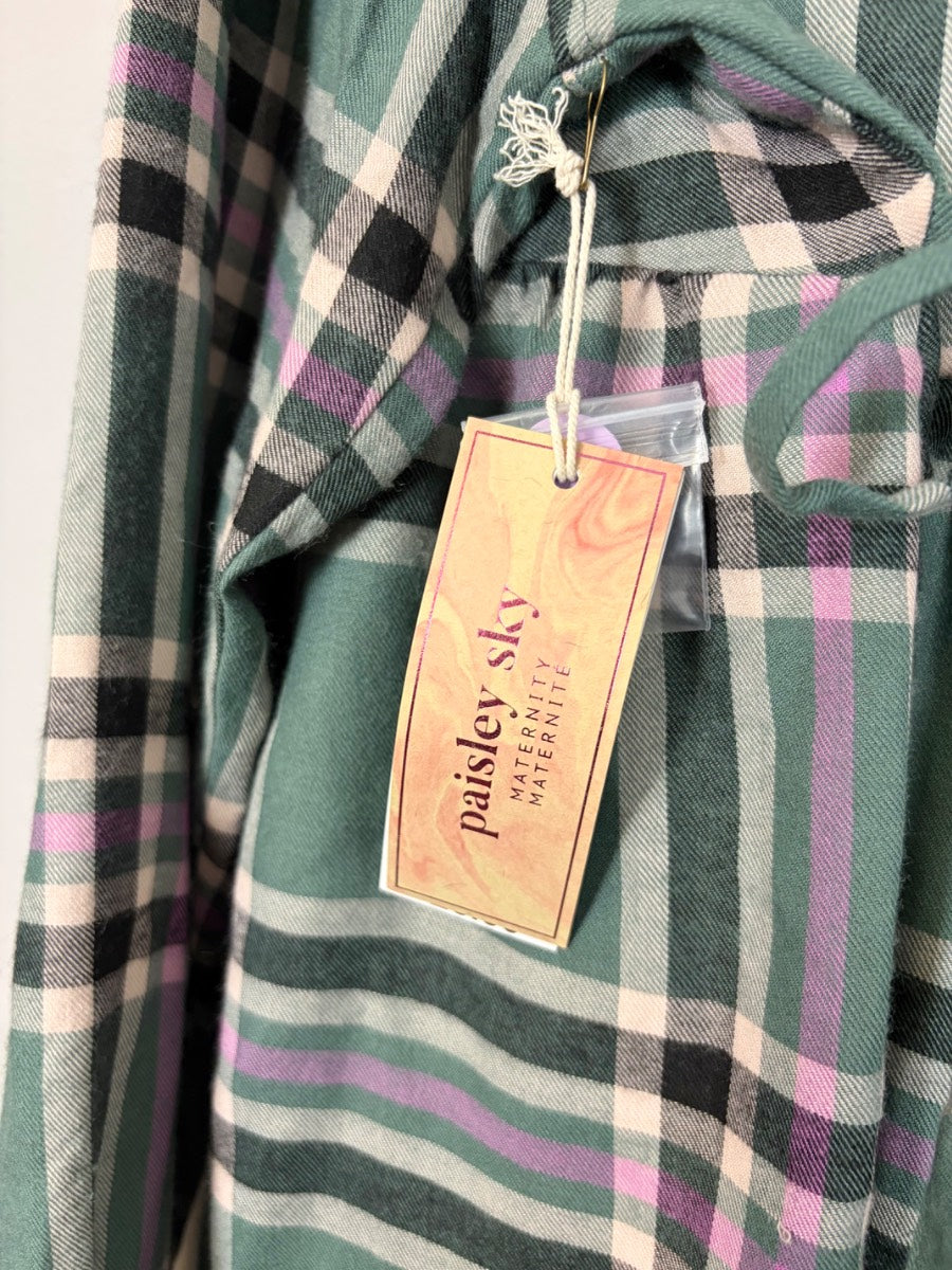 XXL - Paisley Sky Plaid Babydoll Nursing-Friendly Tunic