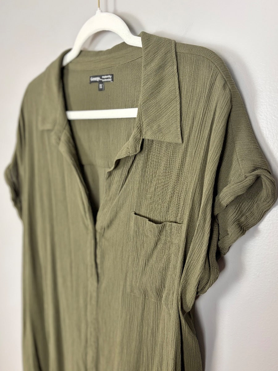 XL - George Olive Button Front Blouse
