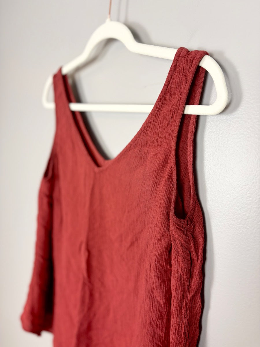 M - Motherhood Rust V-neck Tank