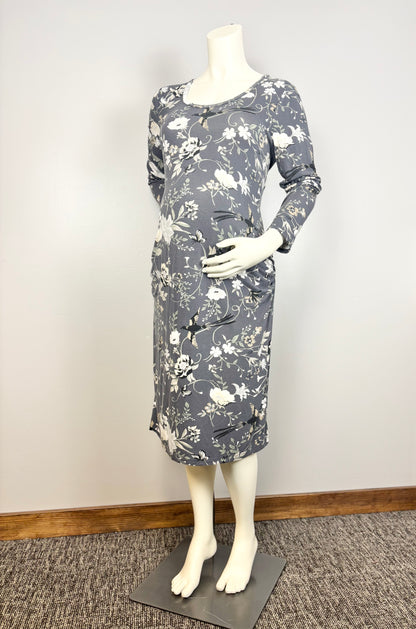 L - Old Navy Grey Floral Bodycon Dress