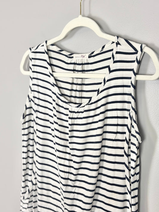M - Smallshow White Striped Nursing Shirt