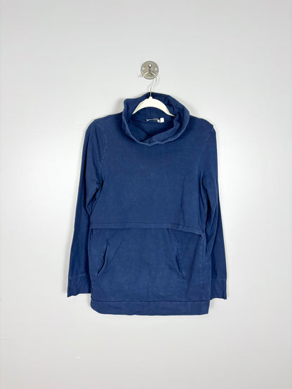 L - Momzelle Navy Nursing Cowl Neck Sweatshirt