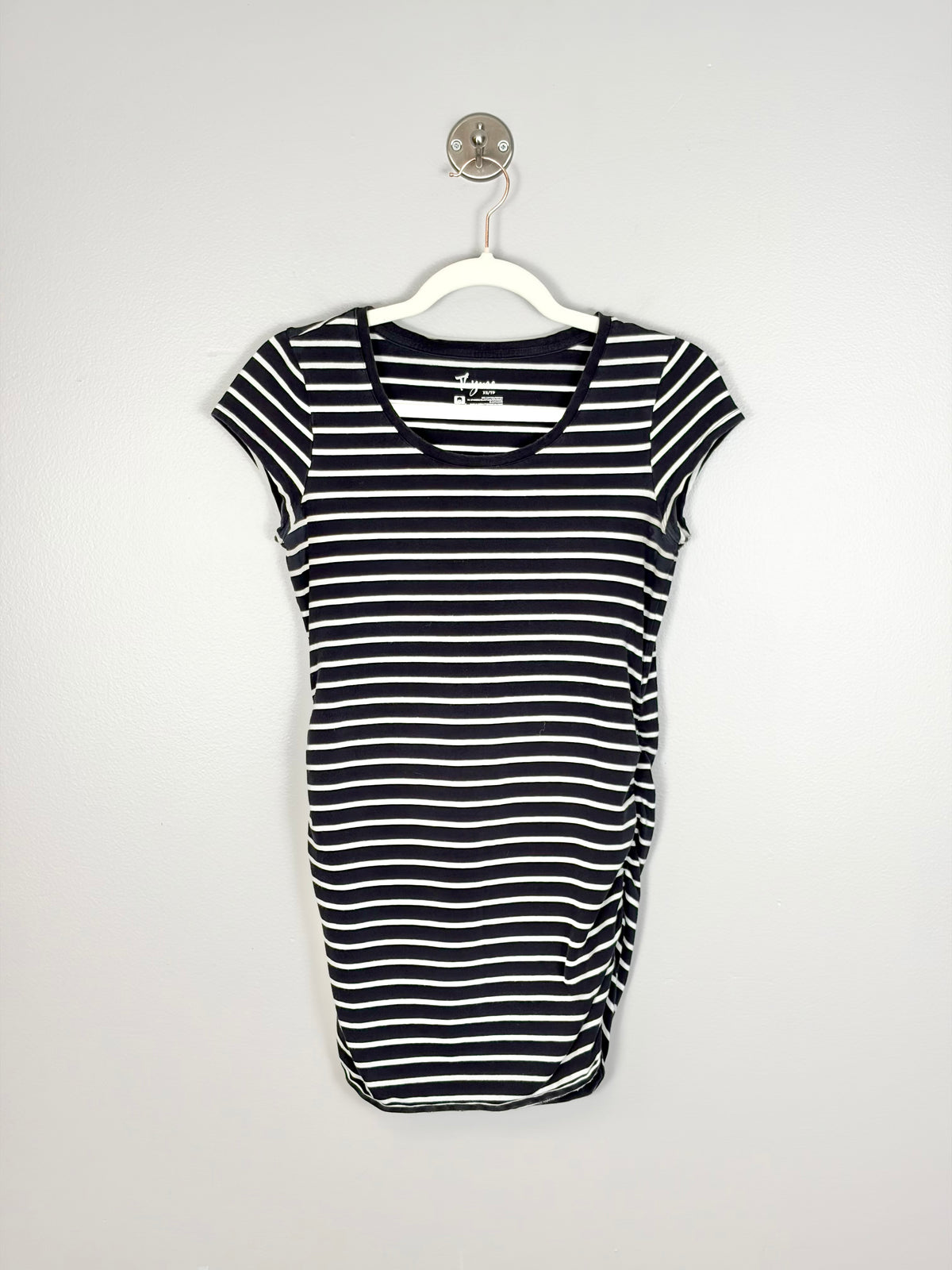 XS - Thyme Black & White Striped Tee
