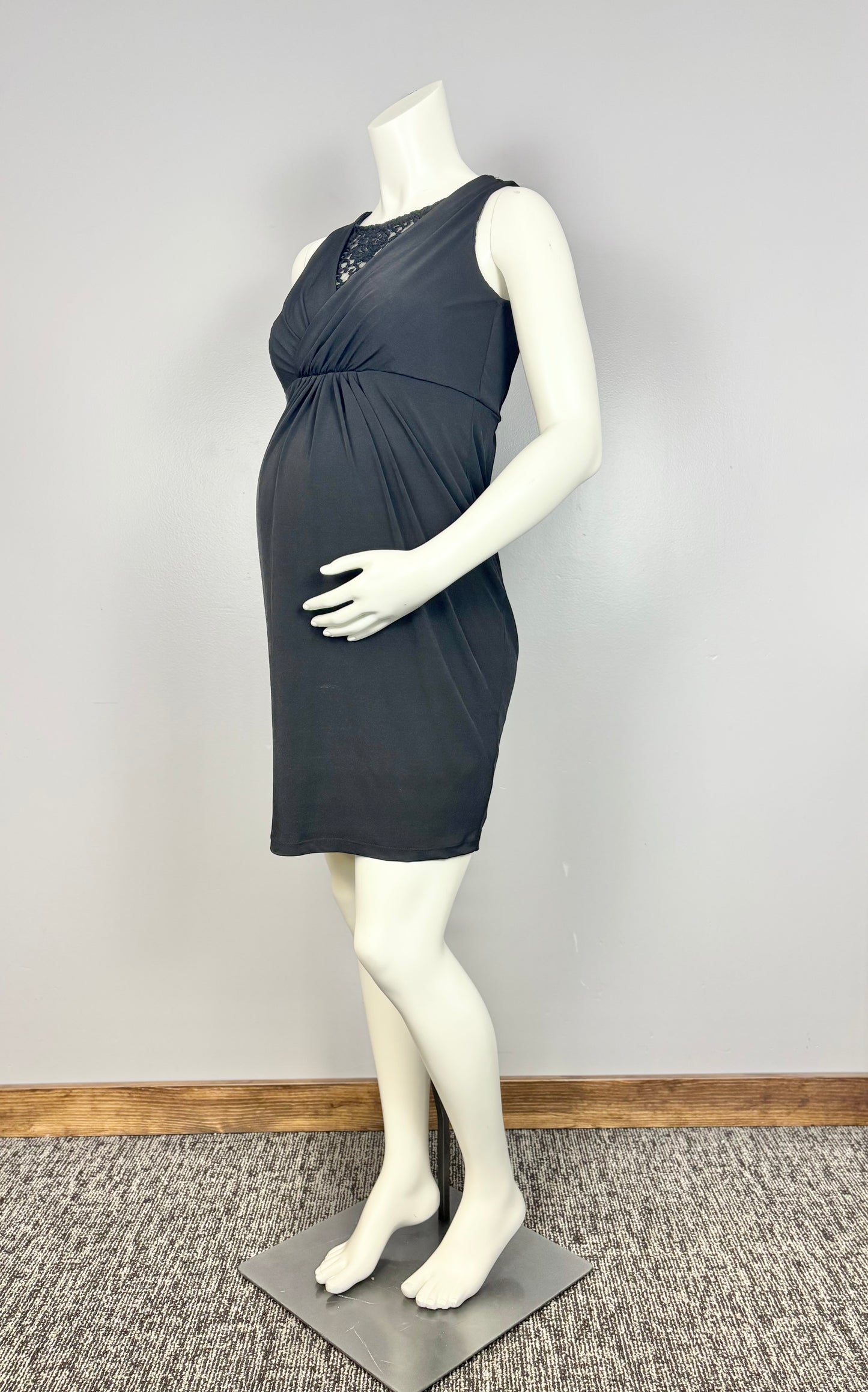 S - Motherhood Black Cross-Front Dress