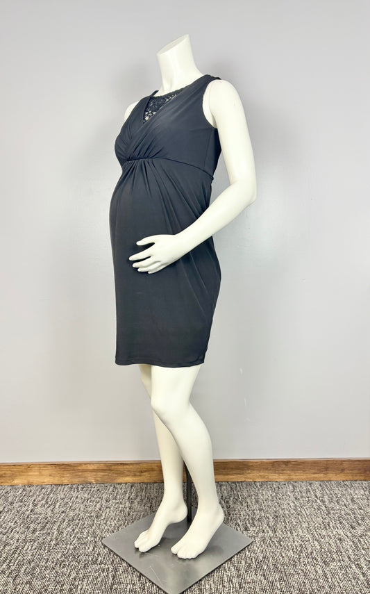 S - Motherhood Black Cross-Front Dress