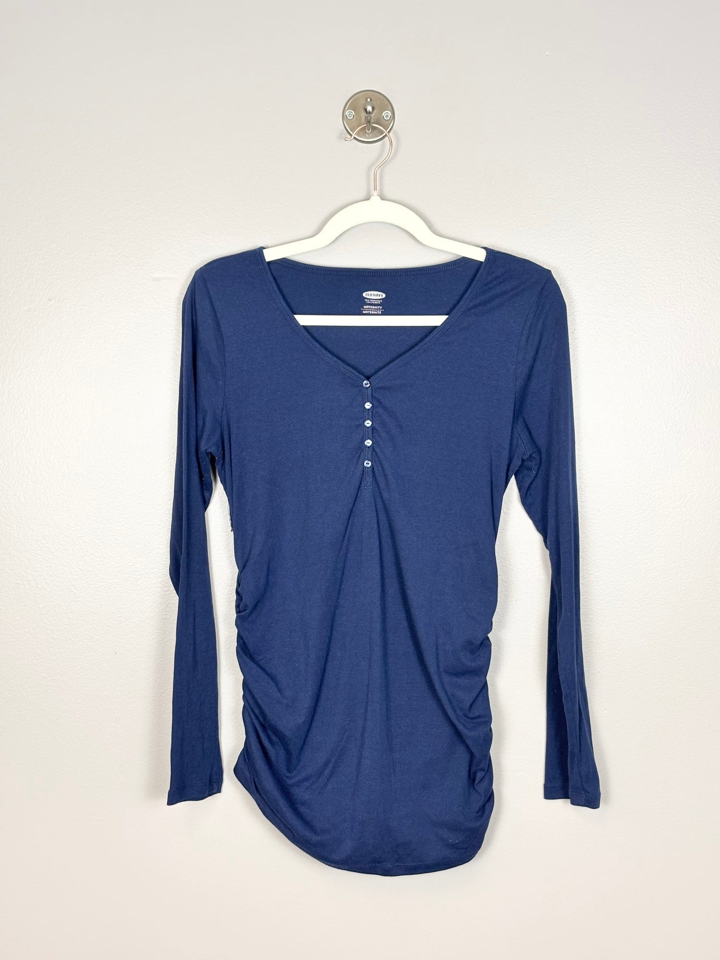 M - Old Navy Dark Blue Henley Long-Sleeve Shirt