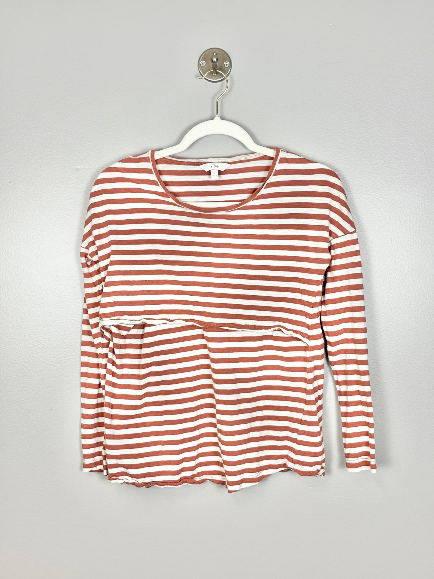 S - Ripe Orange Stripe Nursing Shirt