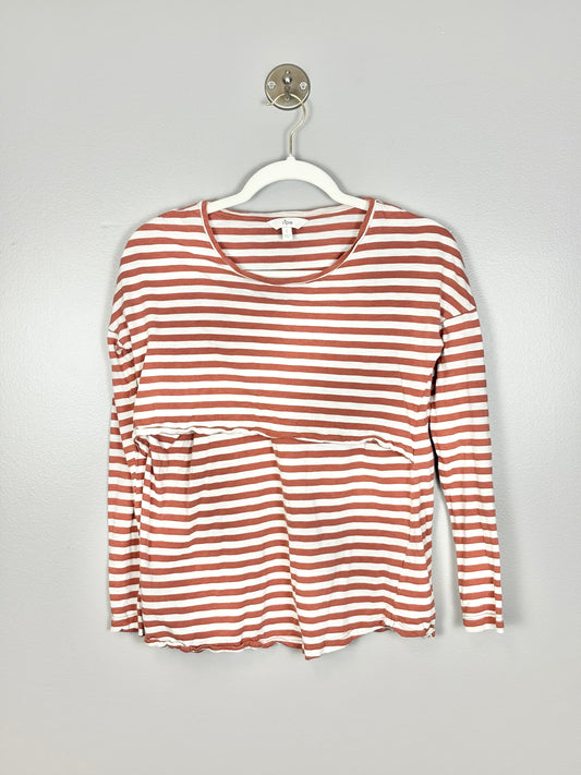 S - Ripe Orange Stripe Nursing Shirt