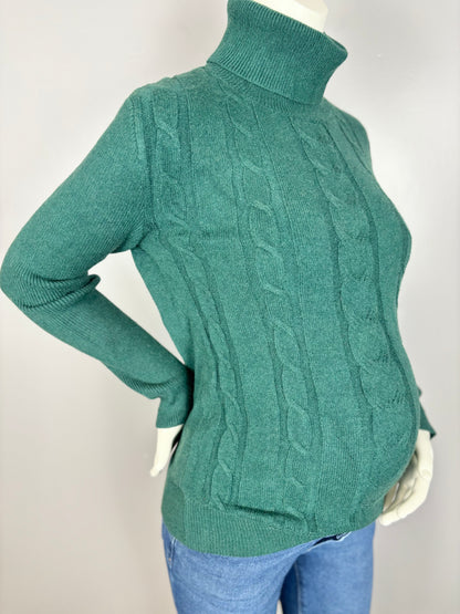 M - Emerald Green Cable Knit Sweater