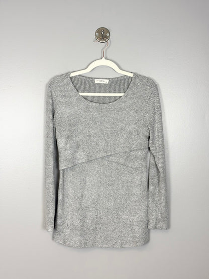 S - Hello Miz Soft Grey Ribbed Nursing Shirt