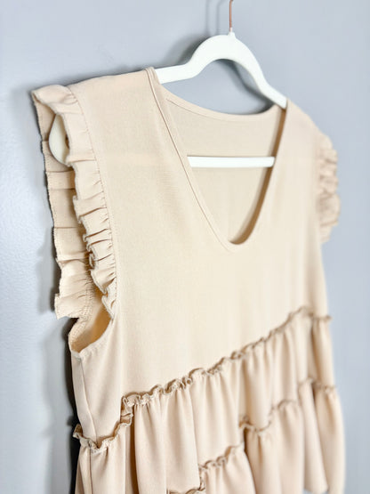 L - SHEIN Peach Ruffle Shirt