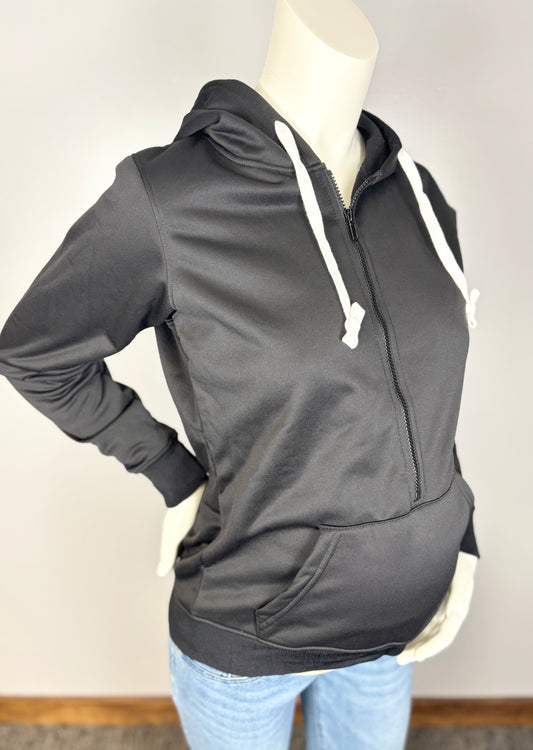 XL - Booblicious Black Athletic Nursing Friendly Hoodie