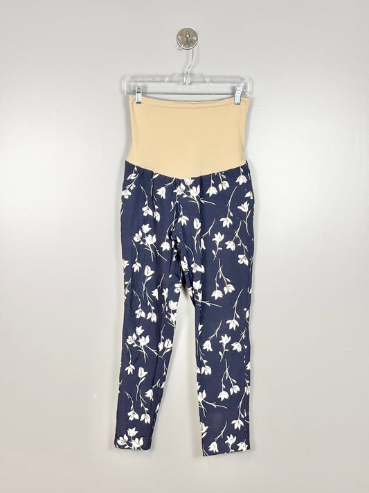 L - Motherhood Navy Floral Crop Pant