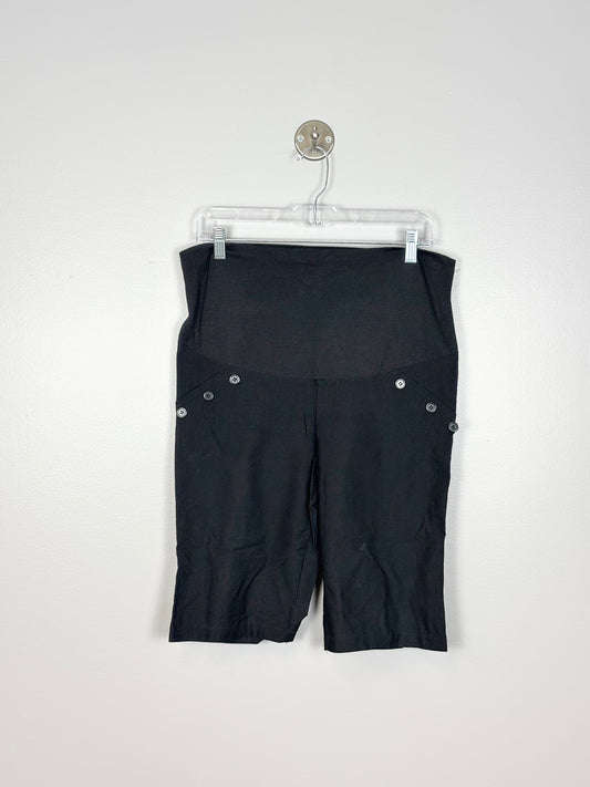 M - Valia Black Button-Detail Dress Shorts