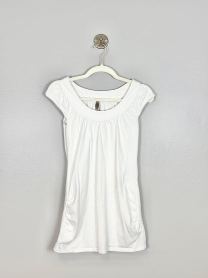 M - Thyme White Cap Sleeve Cotton Tee
