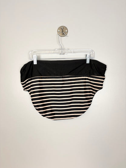XL- Black & Peach Stripe Swim Bottoms
