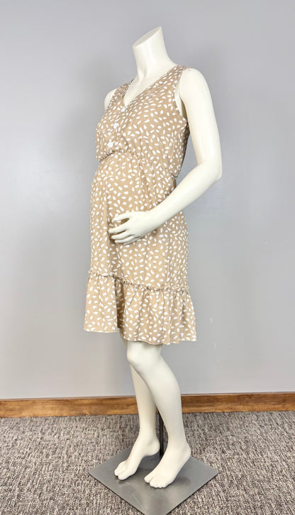 S - SHEIN Tan Abstract Dots Dress