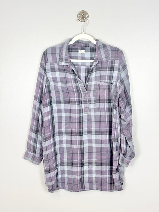 XXL - Thyme Purple Plaid Nursing-Friendly Shirt
