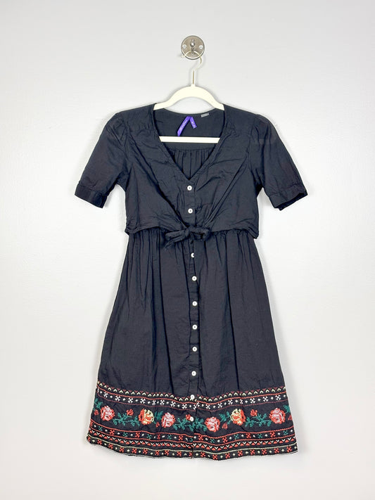 Size 4/S - Seraphine Black Embroidered Nursing Dress