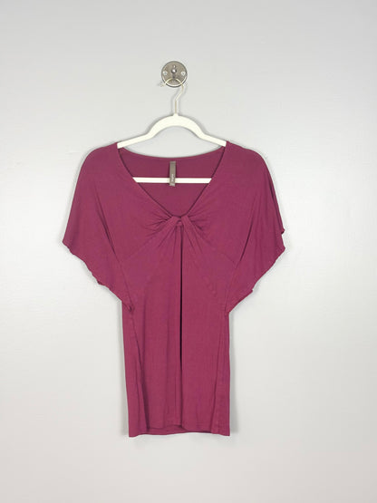 XS - Thyme Cranberry Twist-Front Shirt