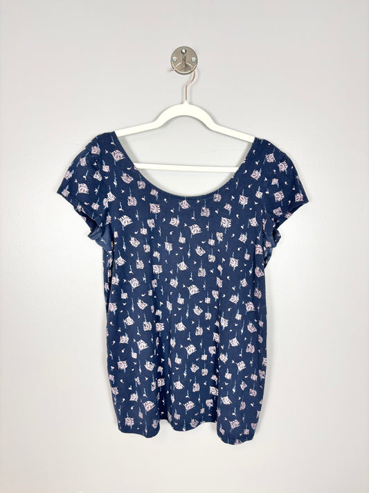 L - Thyme Navy Paisley Pattern Shirt