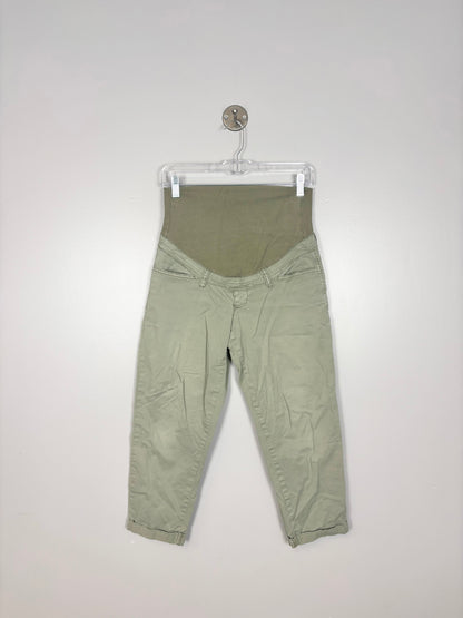 XS - Thyme Sage Green Cuffed Capri