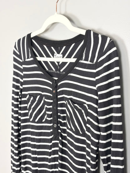 XS - Thyme Black & White Stripe Long Sleeve Tee
