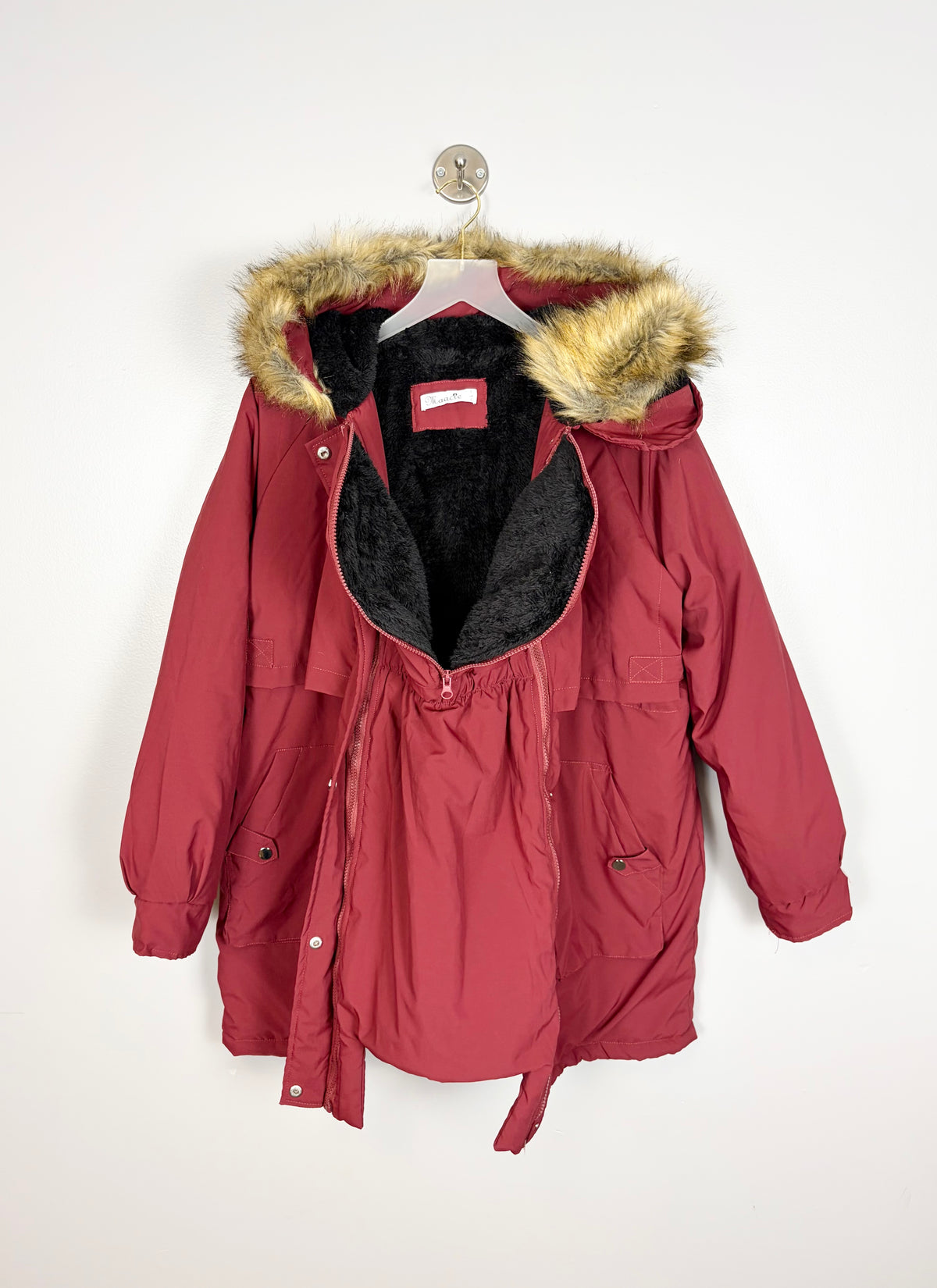 L - Maacie 3 in 1 Winter Maternity Jacket - Cranberry