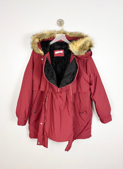 L - Maacie 3 in 1 Winter Maternity Jacket - Cranberry