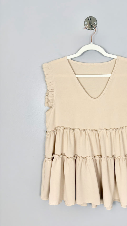 L - SHEIN Peach Ruffle Shirt