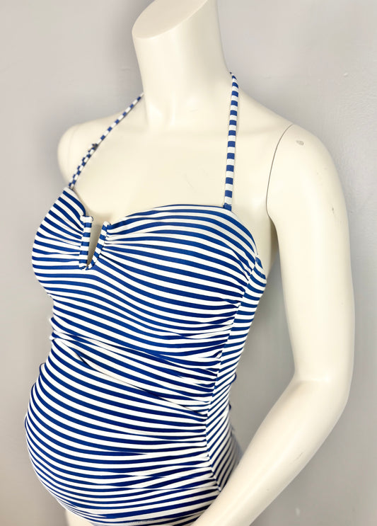 L/Size 12 - George Blue Striped One-Piece Swimsuit