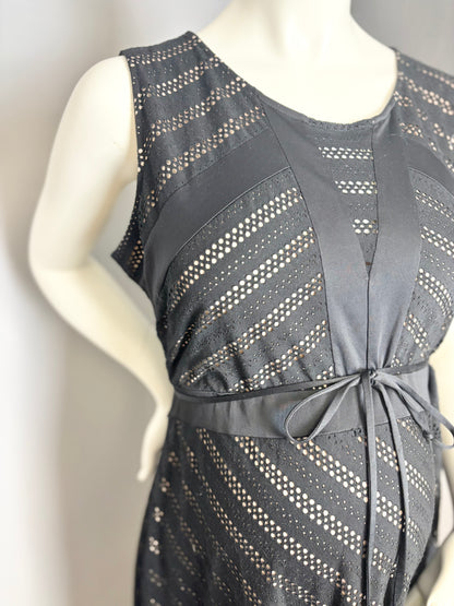 L - Motherhood Black Cutout Scallop-Hem Dress