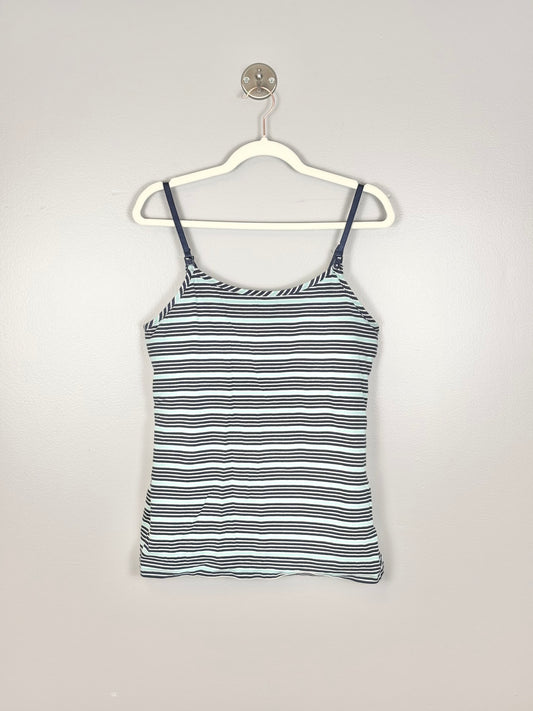 L - Thyme Teal Stripe Nursing Tank