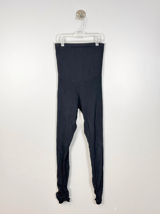 L - Motherhood Rouched-Leg Black Leggings
