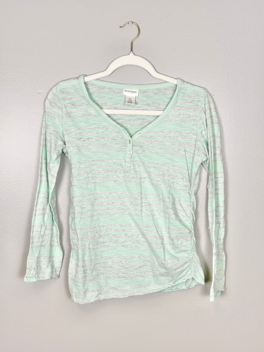 S - Motherhood Soft Green Stripe Top