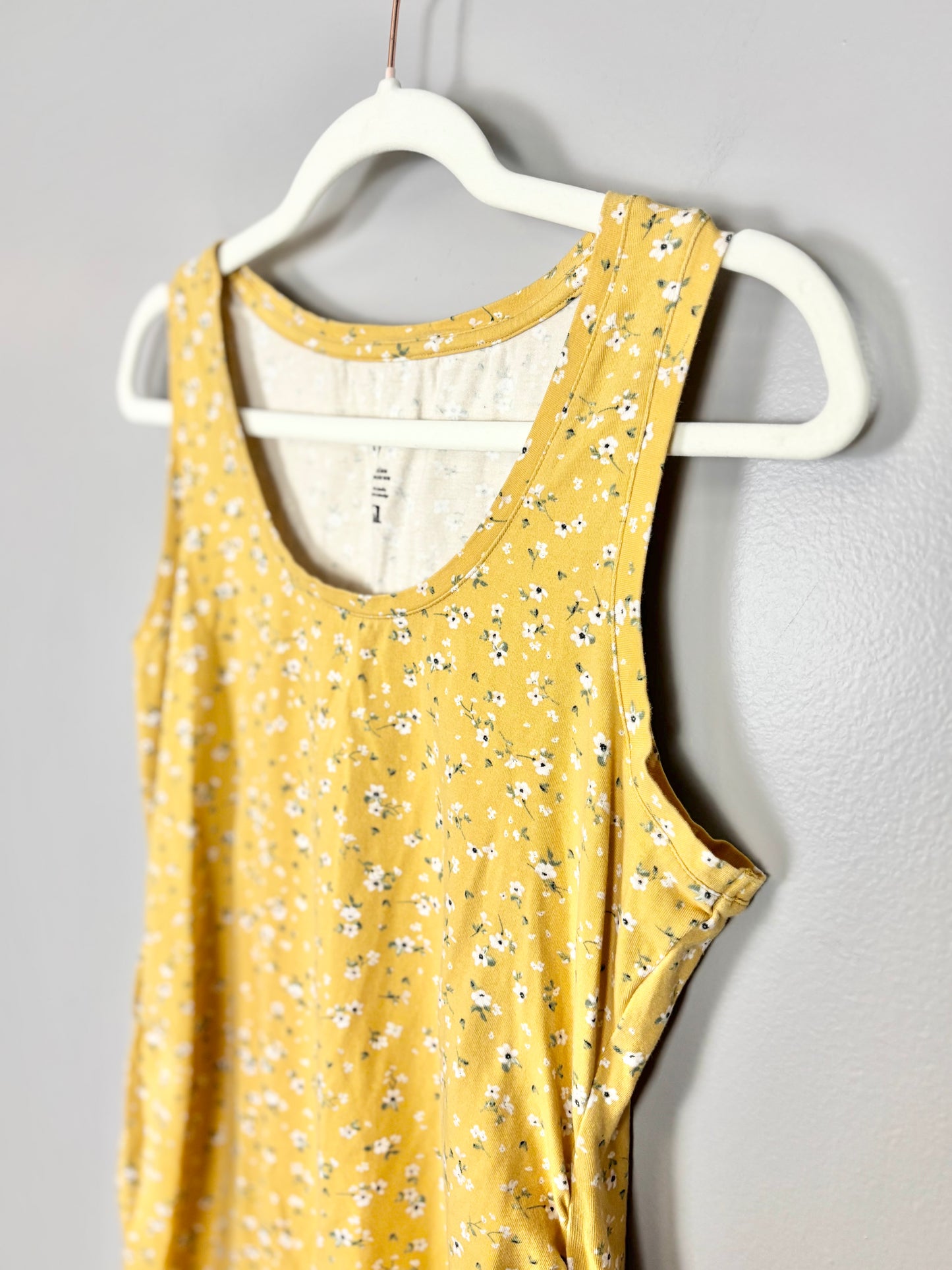 M - Thyme Yellow Floral Long Tank/Dress