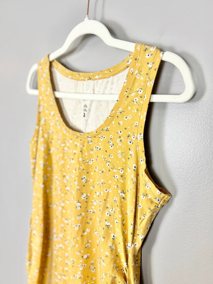 M - Thyme Yellow Floral Long Tank/Dress