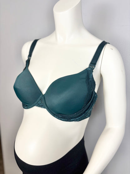 Size 38D/XL - Thyme Green Satin & Lace Bra