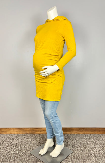 M - Hello Miz Mustard Yellow Soft & Stretchy Hooded Dress/Shirt