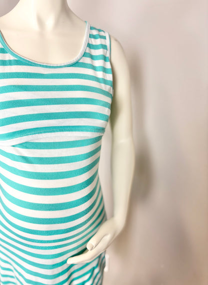 S – Teal & White Striped Nursing Dress