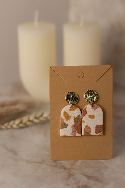 Prairie Rose Clay -  Terrazo Archway Earrings w/Gold