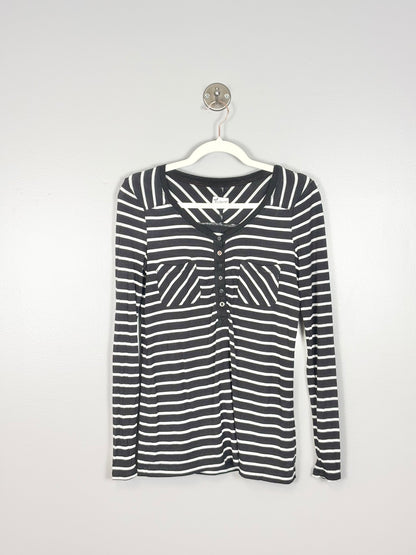 XS - Thyme Black & White Stripe Long Sleeve Tee