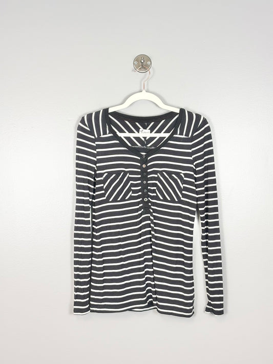 XS - Thyme Black & White Stripe Long Sleeve Tee