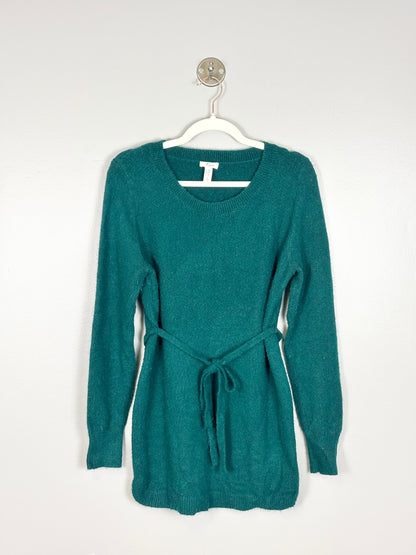 M - Thyme Tie-Waist Emerald Green Sweater