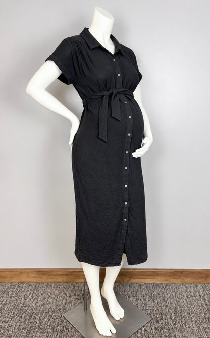 M - Old Navy Black Waffle Weave Maxi Dress