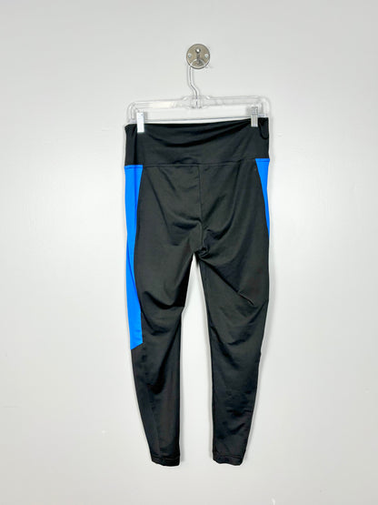 M - Thyme Blue Black Contrast Athletic Leggings