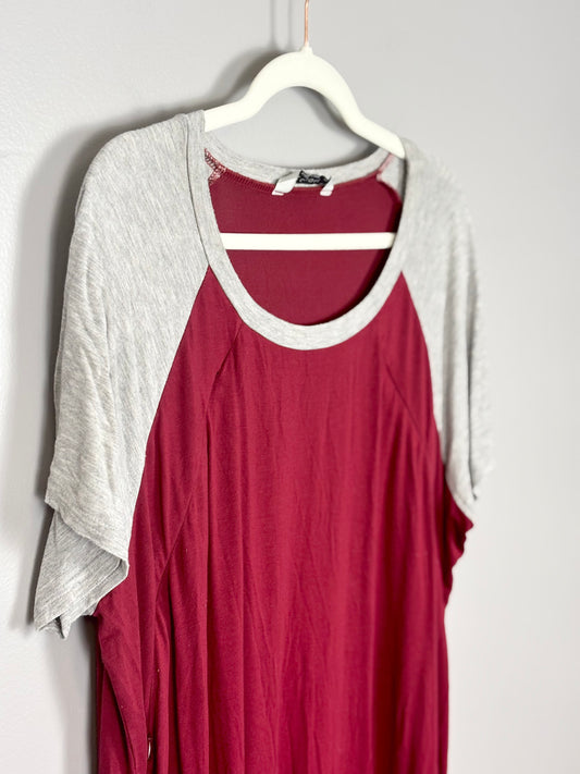 XXL - Ekoauer Deep Red Nursing Nightgown