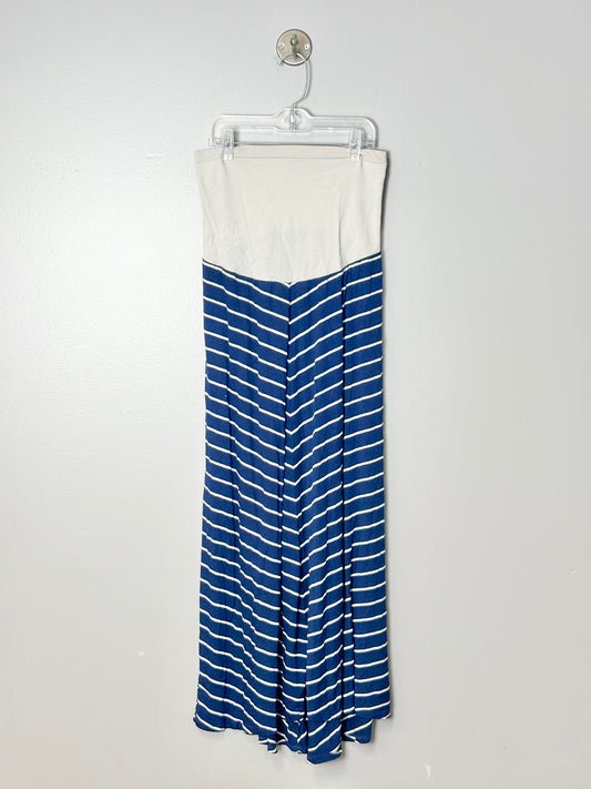 L - Bump Start Navy Chevron Maxi Skirt