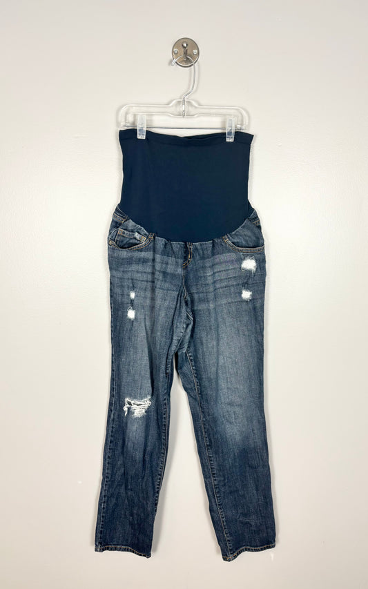 L - Indigo Blue Distressed Denim